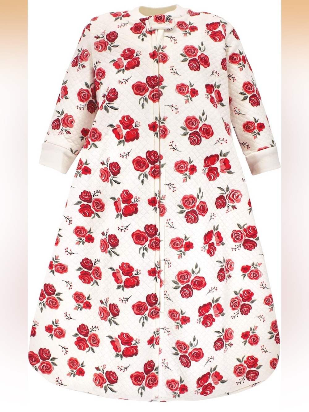 NWOT Hudson Baby Quilted long sleeve Sleep Sack - Red Rose Print on Cream